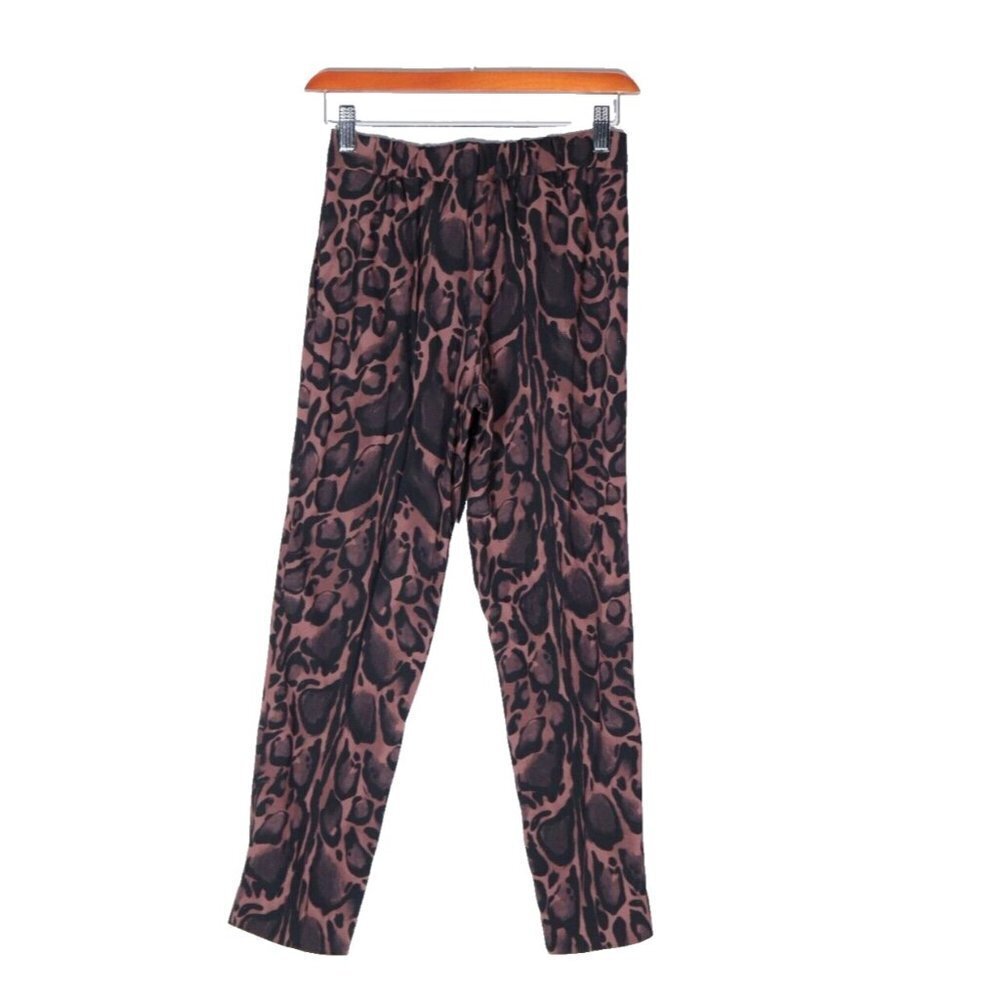 Babaton Women's Size 00 Brown Black Leopard Conan Pant Mid-Rise Tapered trousers - Picture 8 of 10